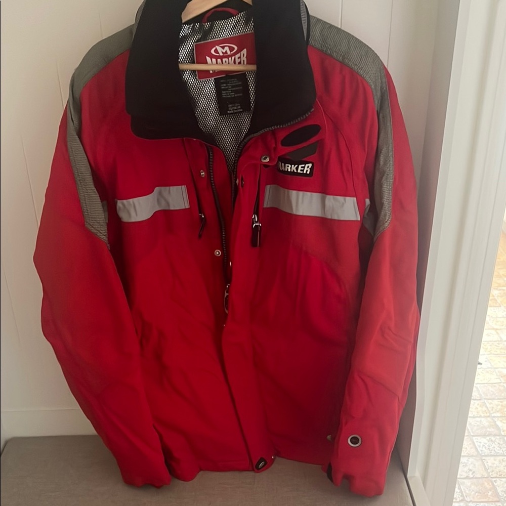 Marker Red and Black Ski Jacket with Reflective Accents